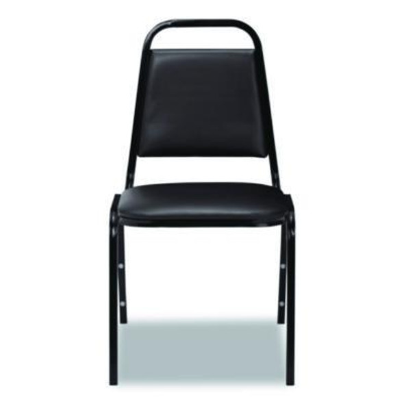 9100 Series Vinyl Upholstered Stack Chair, Supports Up To 300 Lbs, 18" Seat Height, Black Seat/Back/Base, 4/Carton