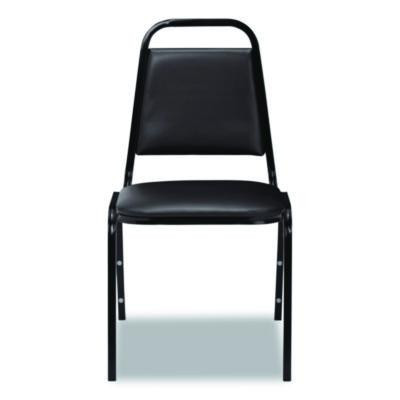 9100 Series Vinyl Upholstered Stack Chair, Supports Up To 300 Lbs, 18" Seat Height, Black Seat/Back/Base, 4/Carton