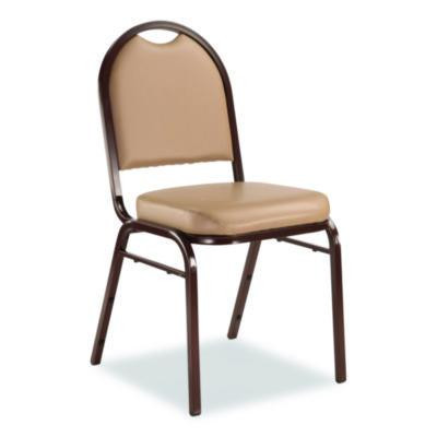 9200 Series Premium Upholstered Stack Chair, Vinyl, Supports 500 Lb, 19" Seat Ht, French Beige Seat/Back, Mocha Base, 2/Pack