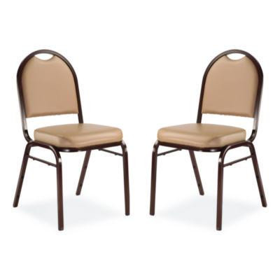 9200 Series Premium Upholstered Stack Chair, Vinyl, Supports 500 Lb, 19" Seat Ht, French Beige Seat/Back, Mocha Base, 2/Pack