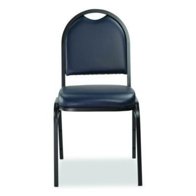 9200 Series Premium Upholstered Stack Chair, Vinyl, Supports 500 Lb, 19" Seat Ht, Midnight Blue Seat/Back, Black Base,2/Pack
