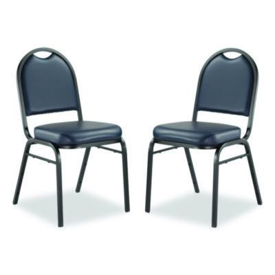 9200 Series Premium Upholstered Stack Chair, Vinyl, Supports 500 Lb, 19" Seat Ht, Midnight Blue Seat/Back, Black Base,2/Pack