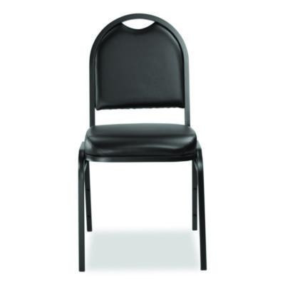 9200 Series Premium Upholstered Stack Chair, Vinyl, Supports Up To 500 Lb, 19" Seat Height, Black Seat/Back, Black Base, 2/Pk