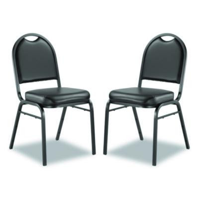 9200 Series Premium Upholstered Stack Chair, Vinyl, Supports Up To 500 Lb, 19" Seat Height, Black Seat/Back, Black Base, 2/Pk