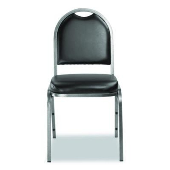 9200 Series Premium Upholstered Stack Chair, Vinyl, Supports Up To 500 Lb,19" Seat Height, Black Seat/Back, Silver Base, 2/Pk