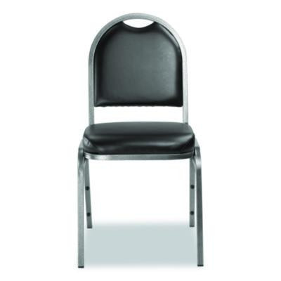 9200 Series Premium Upholstered Stack Chair, Vinyl, Supports Up To 500 Lb,19" Seat Height, Black Seat/Back, Silver Base, 2/Pk