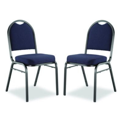 9200 Series Premium Upholstered Stack Chair, Fabric, Supports 500 Lbs, 19" Seat Ht, Midnight Blue Seat/Back, Black Base, 2/Pk