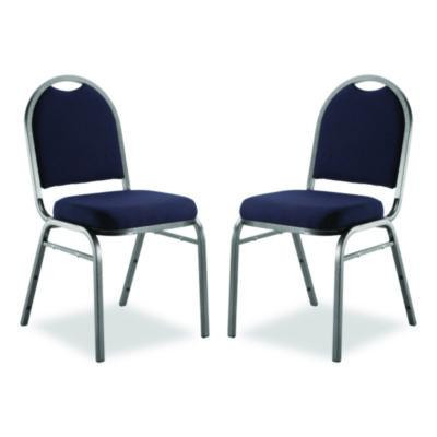 9200 Series Premium Upholstered Stack Chair, Fabric, Supports 500 Lb, 19" Seat Ht, Midnight Blue Seat/Back, Silver Base, 2/Pk