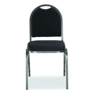 9200 Series Premium Upholstered Stack Chair, Fabric, Supports 500 Lb, 19" Seat Ht, Ebony Black Seat/Back, Silver Base, 2/Pk