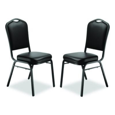 9300 Series Deluxe Upholstered Stack Chair, Vinyl, Supports Up To 500 Lb, 19" Seat Height, Black Seat/Back/Base, 2/Pack