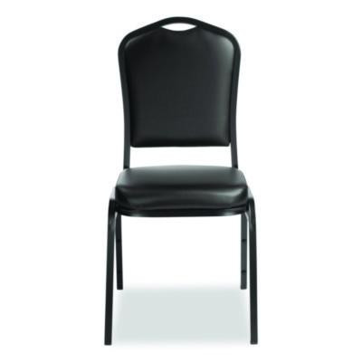 9300 Series Deluxe Upholstered Stack Chair, Vinyl, Supports Up To 500 Lb, 19" Seat Height, Black Seat/Back/Base, 2/Pack