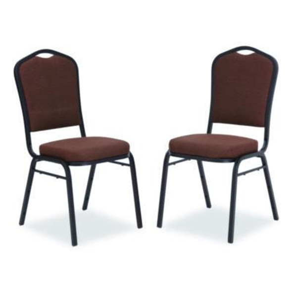 9300 Series Deluxe Upholstered Stack Chair, Fabric, Supports 500 Lb, 19" Seat Height, Chocolatier Seat/Back, Black Base, 2/Pk