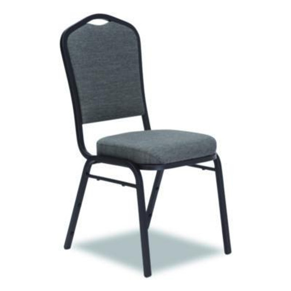 9300 Series Deluxe Upholstered Stack Chair, Fabric, Supports 500 Lb,19" Seat Ht, Nat Graystone Seat/Back, Black Base, 2/Pk