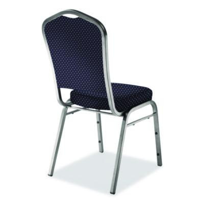 9300 Series Deluxe Upholstered Stack Chair, Fabric, Supports 500 Lb, 19" Seat Ht, Diamond Navy Seat/Back, Silver Base, 2/Pack