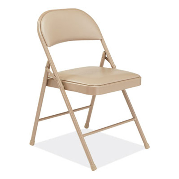 950 Series Vinyl Padded Steel Folding Chair, Supports Up To 250 Lb, 17.75" Seat Height, Beige, 4/Carton