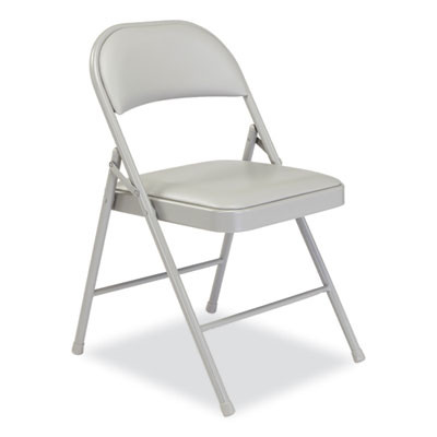950 Series Vinyl Padded Steel Folding Chair, Supports Up To 250 Lb, 17.75" Seat Height, Gray, 4/Carton
