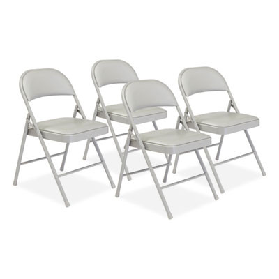 950 Series Vinyl Padded Steel Folding Chair, Supports Up To 250 Lb, 17.75" Seat Height, Gray, 4/Carton