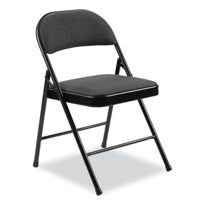 970 Series Fabric Padded Steel Folding Chair, Supports Up To 250 Lb, 17.75" Seat Height, Star Trail Black, 4/Carton