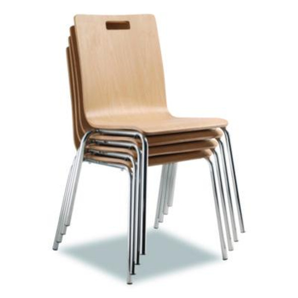 Bushwick Series Bentwood Chair, Supports Up To 500 Lb, 18" Seat Height, Natural Seat, Natural Back, Chrome Base, 4/Pack