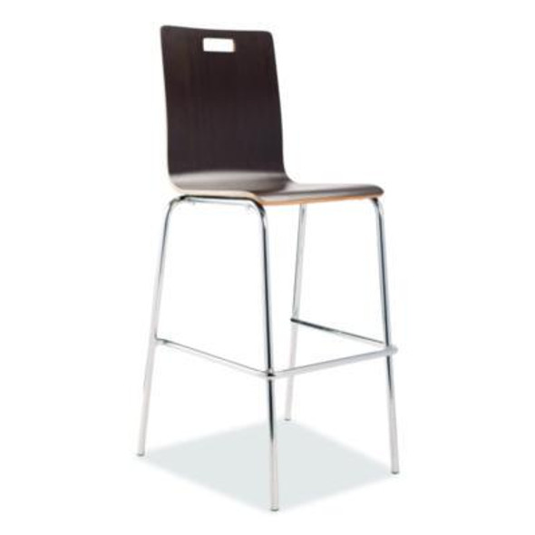 Bushwick Series Bentwood Stool, Supports Up To 500 Lb, 30" Seat Height, Espresso Seat, Espresso Back, Chrome Base, 4/Pack