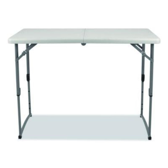 Plastic Fold-In-Half Adjustable Height Table, Rectangular, 24w x 48d x 22h To 35h, Speckled Gray Top, Gray Base/Legs