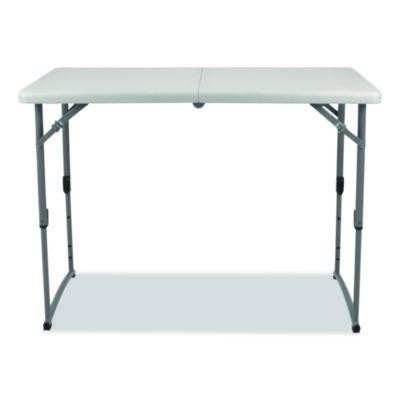 Plastic Fold-In-Half Adjustable Height Table, Rectangular, 24w x 48d x 22h To 35h, Speckled Gray Top, Gray Base/Legs