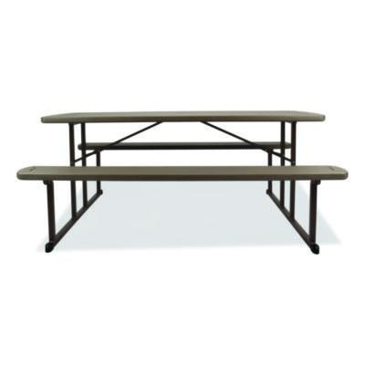 Blow Molded Folding Picnic Table, Rectangular, 57w x 72d x 29.5h, Brown Top, Brown Base/Legs