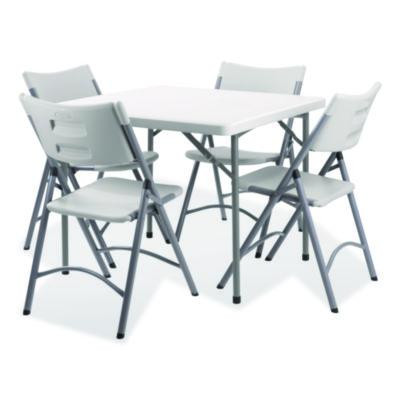 Heavy-Duty Folding Table/Folding Chair Set, 36" x 36" x 29.5", Speckled Gray Top, Gray Legs, 4/Carton, 2 Carton/Bundle