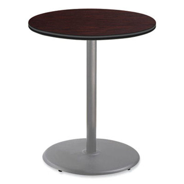 Cafe Table, 36" Diameter x 42h, Round Top/Base, Mahogany Top, Gray Base