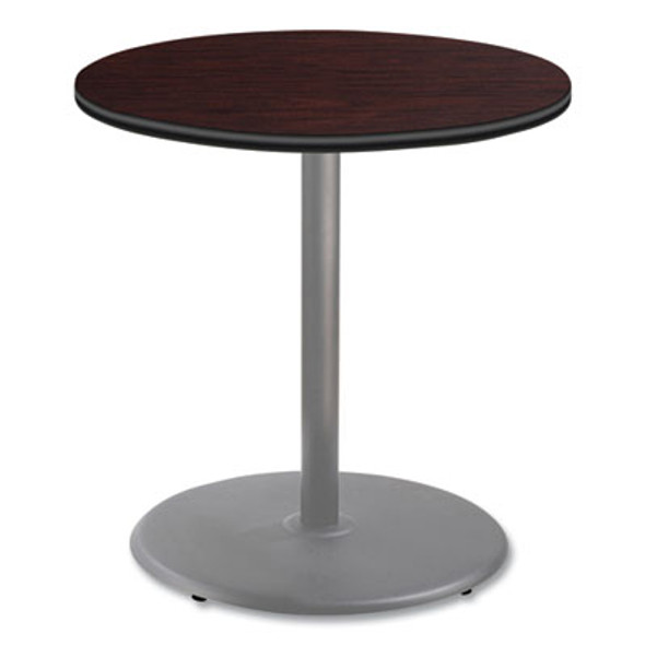 Cafe Table, 36" Diameter x 36h, Round Top/Base, Mahogany Top, Gray Base