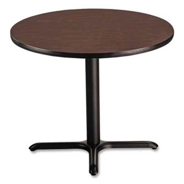 Cafe Table, 36" Diameter x 30h, Round Top/X-Base, Mahogany Top, Black Base