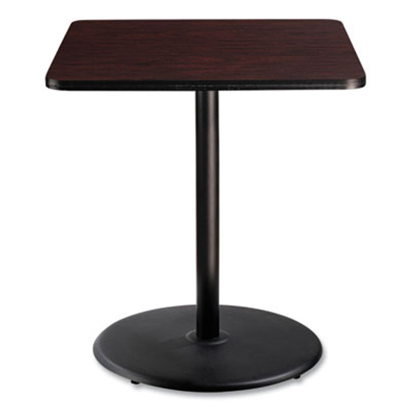 Cafe Table, 36w x 36d x 42h, Square Top/Round Base, Mahogany Top, Black Base