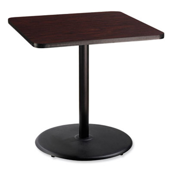 Cafe Table, 36w x 36d x 36h, Square Top/Round Base, Mahogany Top, Black Base