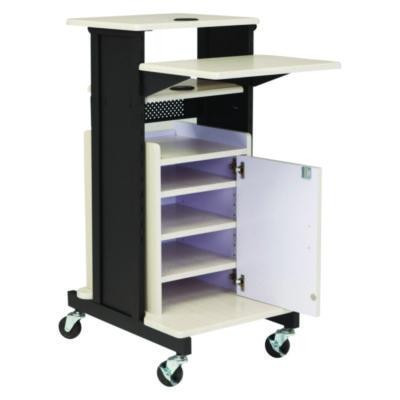 Premium Plus Presentation Cart With Storage Cabinet, 18 x 30 x 40.5, Ivory/Black