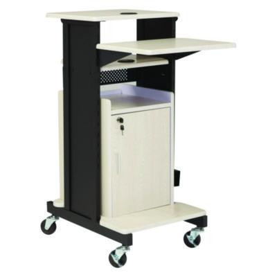 Premium Plus Presentation Cart With Storage Cabinet, 18 x 30 x 40.5, Ivory/Black