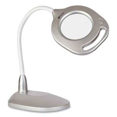 2-In-1 Led Magnifier Floor And Table Light, 39.5" High, Silver/White