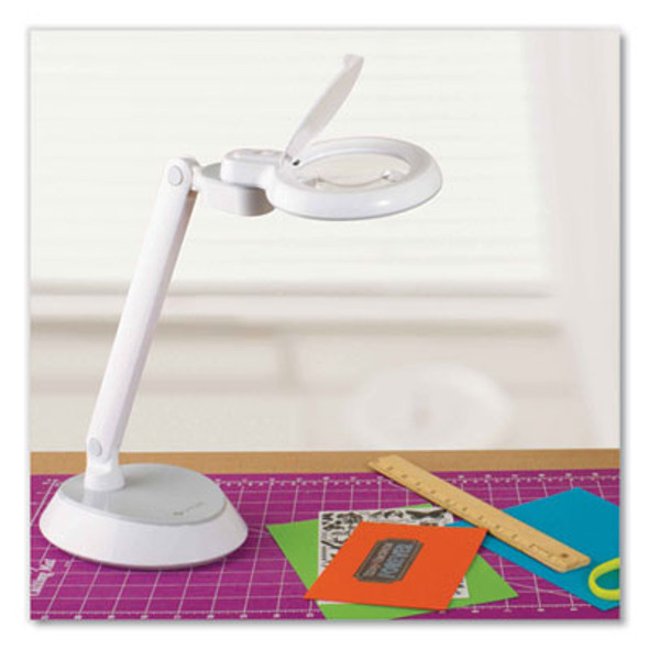 Space-Saving Led Magnifier Desk Lamp, 14" High, White