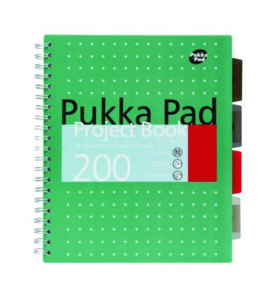 Letter Size Project Book, 5-Subject, Medium/College Rule, Metallic Green/White Cover, (100) 11 x 8.5 Sheets, 3/Pack