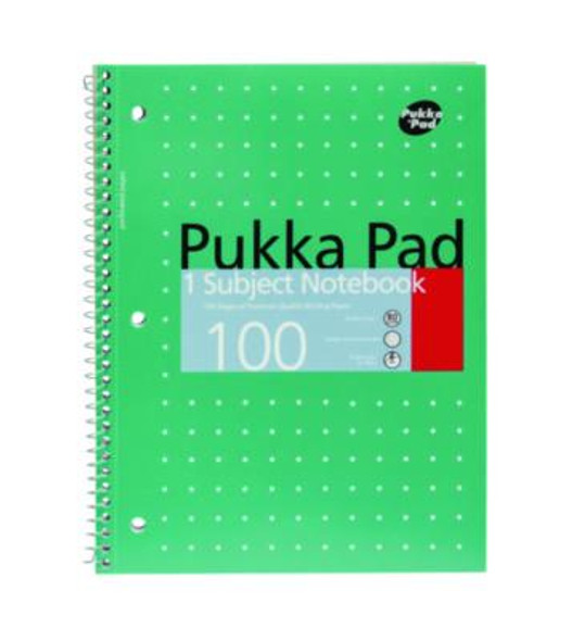 Letter Size Notebook, 1-Subject, Medium/College Rule, Metallic Green/White Cover, (50) 10.5 x 8 Sheets, 3/Pack