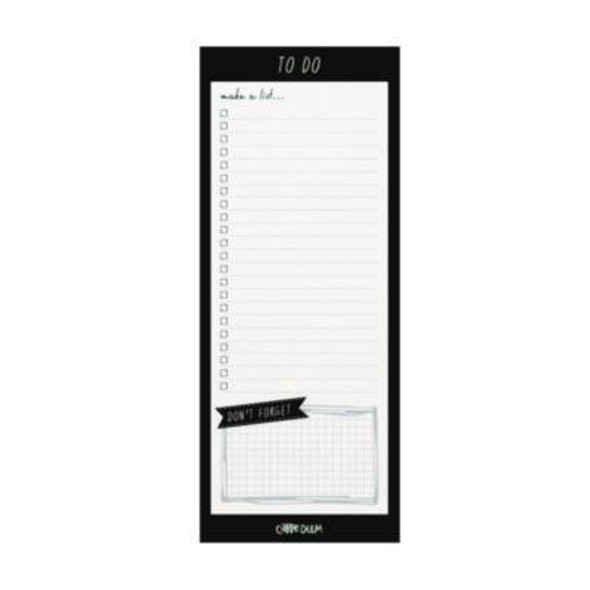 Magnetic To Do List, Unruled, 60 Black/White 3.5 x 8.5 Sheets, 6/Pack