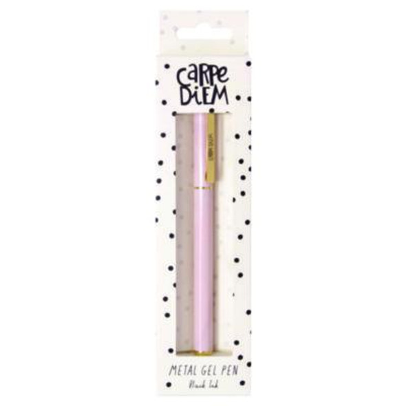 Carpe Diem Metal Gel Pen, Stick, Medium 0.7 Mm, Black Ink, Pink Barrel, 6/Pack