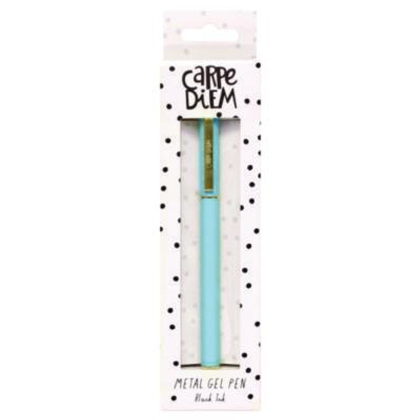 Carpe Diem Metal Gel Pen, Stick, Medium 0.7 Mm, Black Ink, Blue Barrel, 6/Pack