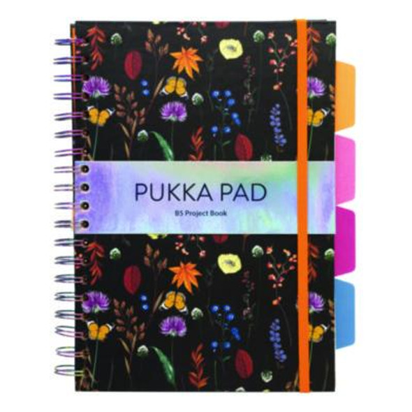 B5 Size Project Book, 4-Subject, Medium/College Rule, Assorted Blum Floral Cover Designs, (100) 9.8 x 6.9 Sheets, 3/Pack