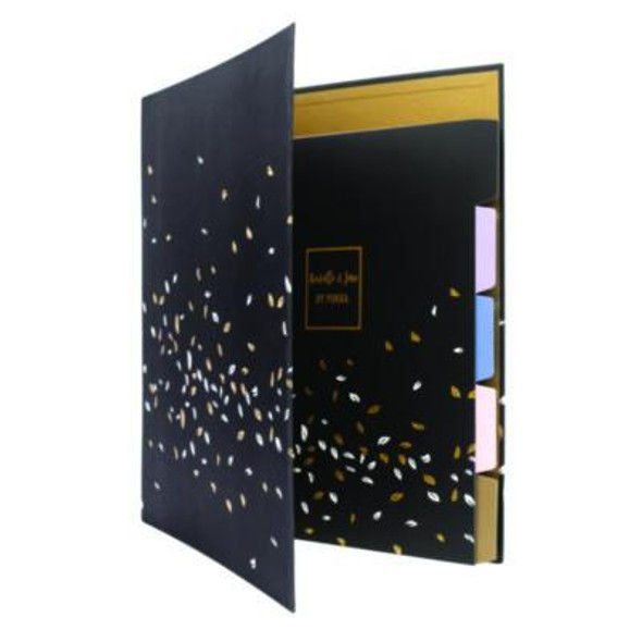 Rollbound Binder, 3 Rings, 1" Capacity, 11 x 8.5, Black/Gold/White