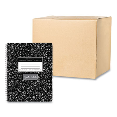 Spring Signature Composition Notebook, Medium/College Rule, Black Marble Cover, (70) 9.75 x 7.5 Sheets, 24/Carton