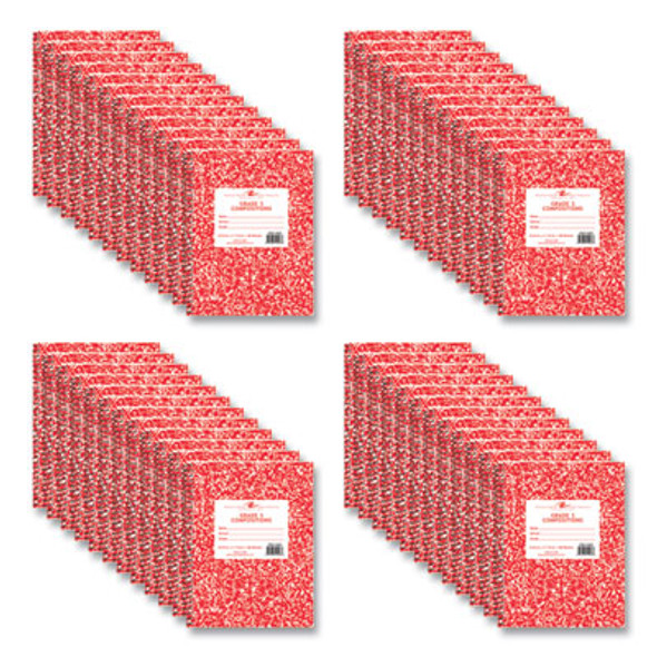 Grade School Wirebound Composition Book, Grade 1 Manuscript Format, Red Marble Cover, (36) 9.75 x 7.5 Sheets, 48/Carton