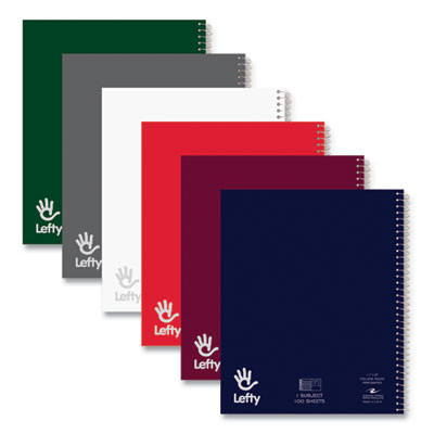 Lefty Notebook, 1-Subject, Medium/College Rule, Randomly Assorted Cover Colors, (100) 11 x 8.5 Sheets, 24/Carton