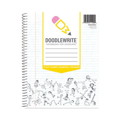 Doodlewrite Notebooks, 1-Subject, Wide/Legal Rule, White Cover, (50) 10.75 x 8.75 Sheets, 24/Carton