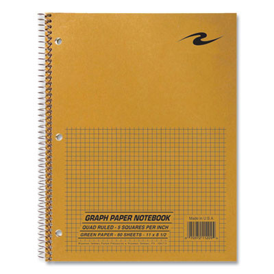 Lab And Science Wirebound Notebook, Quadrille Rule (5 Sq/In), Brown Cover, (80) 11 x 8.5 Sheets, 24/Carton