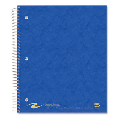 Subject Wirebound Notebook, 5-Subject, Medium/College Rule, Assorted Cover Colors, (200) 11 x 9 Sheets, 12/Carton
